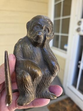 Bombay Antique Bronze-Look Sitting Monkey Figurine